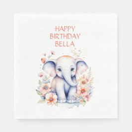 Baby Elephant Girl's Birthday Party Personalisiert Serviette