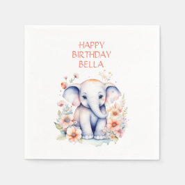 Baby Elephant Girl's Birthday Party Personalisiert Serviette