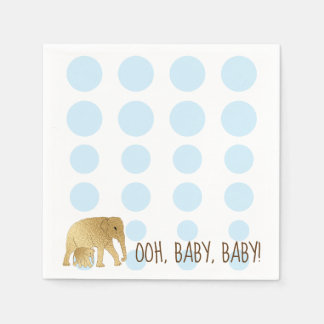 Baby Elephant Gold Blue Serviette
