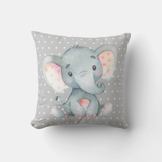 Baby Elephant Gray Kissen (Vorderseite)