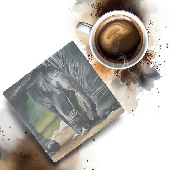 Baby Elephant Gray Niedlich Steinuntersetzer (Von Creator hochgeladen)