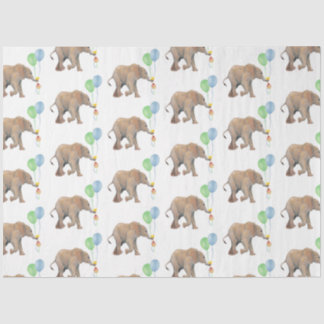 Baby Elephant green & blue balloon Tissue Paper.  Seidenpapier