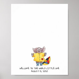 Baby Elephant Guest Book Poster