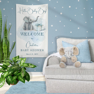 Baby Elephant Hello Baby Boy Blue Baby Dusche Banner