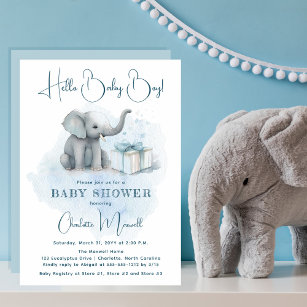 Baby Elephant Hello Baby Boy Blue Baby Dusche Einladung