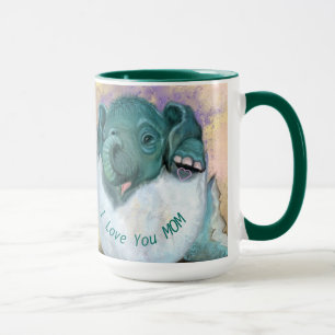 Baby Elephant in Ei Tasse - I Liebe Sie MAMA & DA
