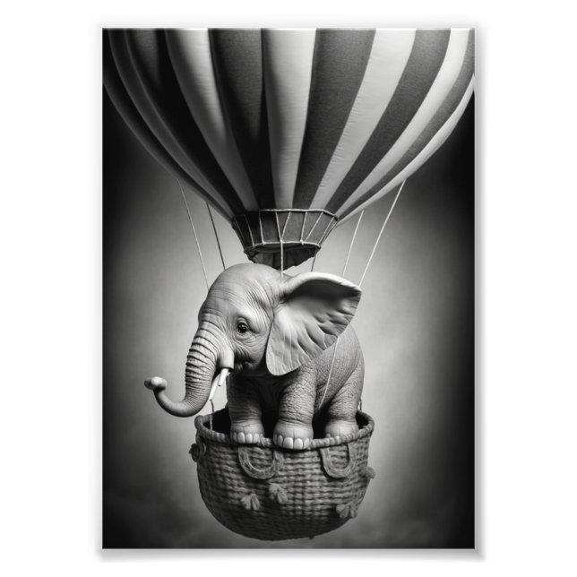 Baby Elephant in einem Heißluftballon Fotodruck (Vorne)