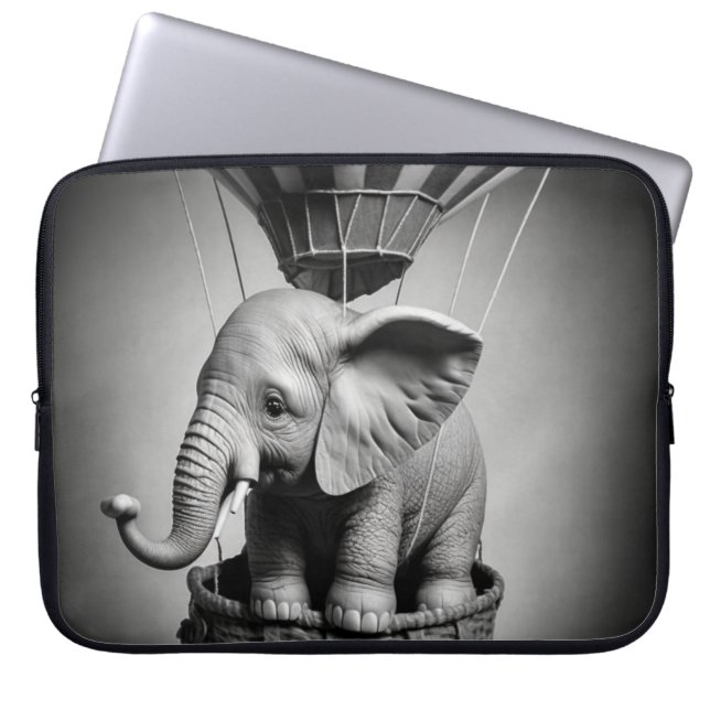Baby Elephant in einem Heißluftballon Laptopschutzhülle (Vorderseite)