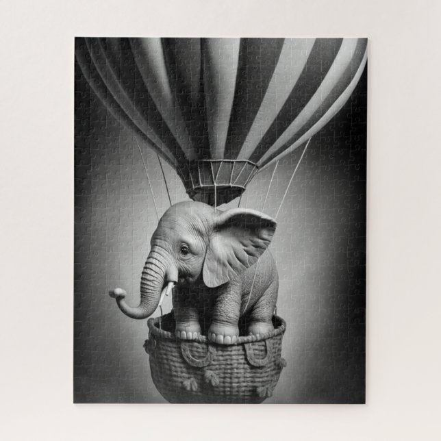 Baby Elephant in einem Heißluftballon Puzzle (Vertikal)