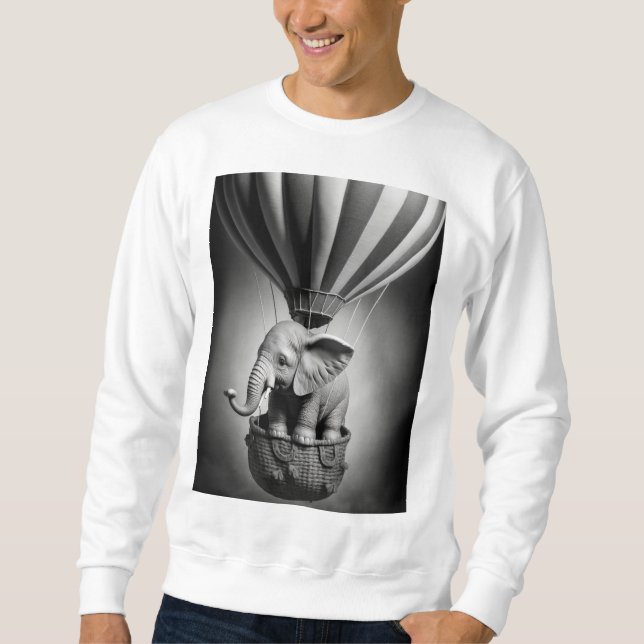 Baby Elephant in einem Heißluftballon Sweatshirt (Vorderseite)