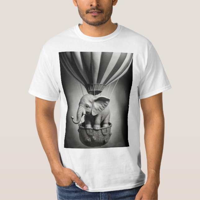 Baby Elephant in einem Heißluftballon T-Shirt (Vorderseite)
