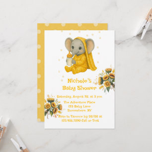 Baby Elephant in Yellow Pajamas Babydusche Einladung