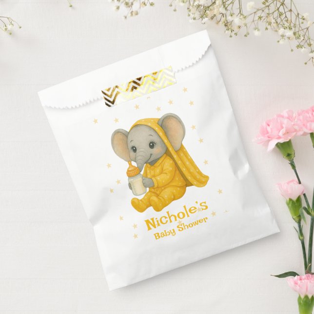 Baby Elephant in Yellow Pajamas Babydusche Geschenktütchen (Versiegelt)