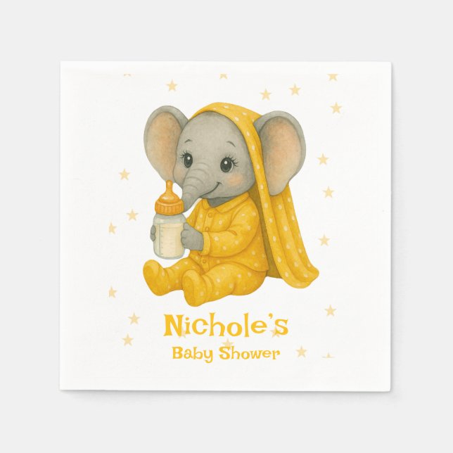 Baby Elephant in Yellow Pajamas Babydusche Serviette (Vorderseite)