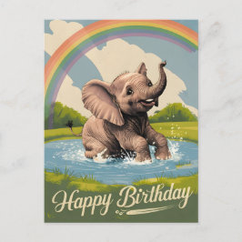 Baby Elephant Kinder glücklich Geburtstag Postkarte