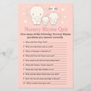 Baby Elephant Kinderzimmer Rhyme Quiz Babydusche