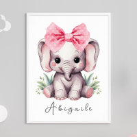 Baby Elephant Kinderzimmer Wall Art - Name Print