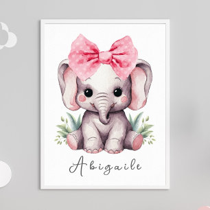 Baby Elephant Kinderzimmer Wall Art - Name Print Poster