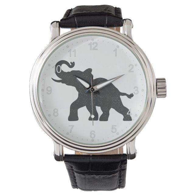Baby Elephant läuft Silhouette Armbanduhr (Vorderseite)