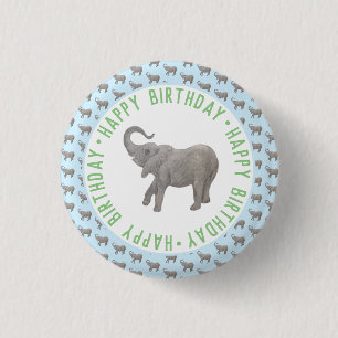 Baby Elephant Light Blue Geburtstag Button
