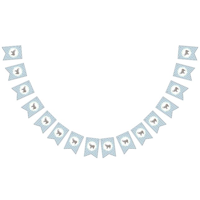 Baby Elephant Light Blue Geburtstag Wimpelkette (Alle)