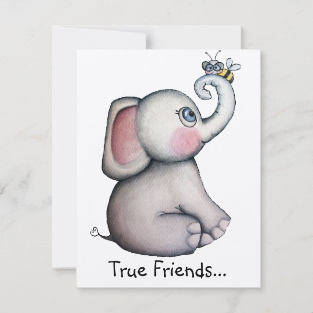 Baby Elephant mit Bieneneinladungskarte Einladung (Vorderseite)