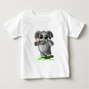 Baby Elephant mit Blume Baby T - Shirt
