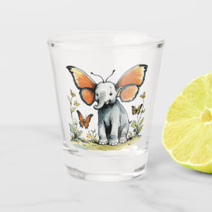 Baby Elephant mit Monarch Butterfly Flügel Ohren Schnapsglas