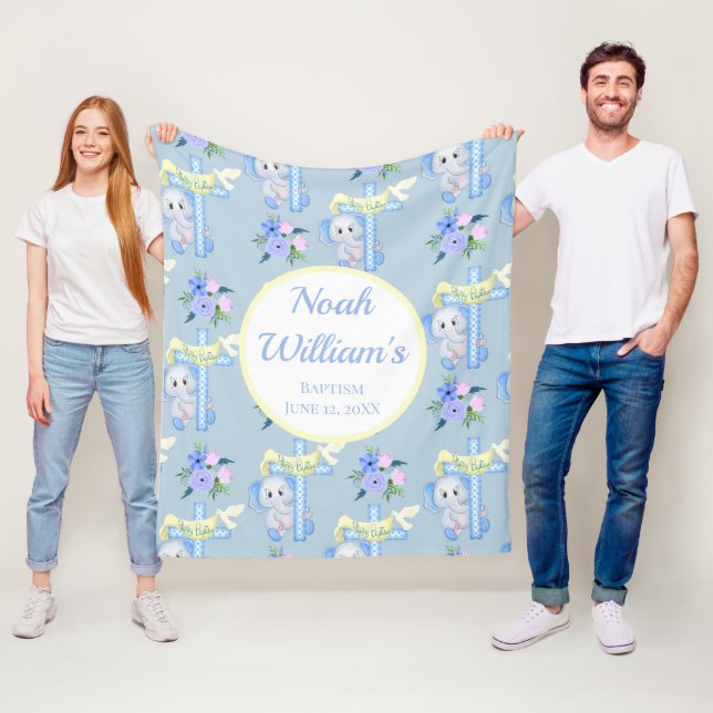 Baby Elephant mit persönlicher Taufe über die Taub Fleecedecke (Beispiel)