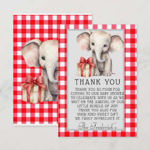 Baby Elephant mit Red Gingham Dusche Vielen Dank Dankeskarte