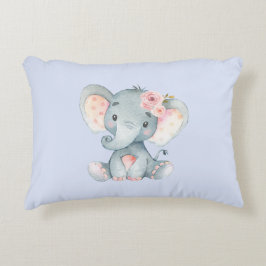 Baby Elephant mit rosa Rosen Dekokissen