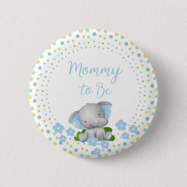 Baby Elephant Mommy to Be Button - Blue