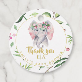 Baby Elephant Monogram Pink Floral Vielen Dank Geschenkanhänger