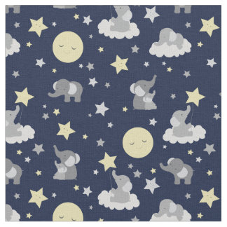 Baby Elephant Navy Gray Moon Sweet Dreams  Stoff