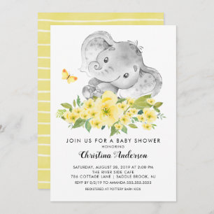 Baby Elephant Neutral Baby Dusche Einladung