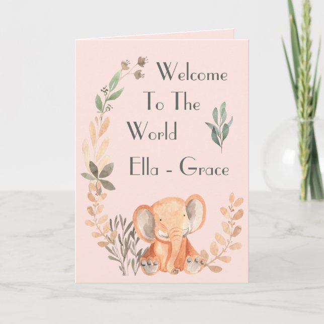 Baby Elephant New Baby Card Dankeskarte (Vorderseite)
