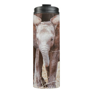 Baby Elephant Niedlicher afrikanischer Elefant mit Thermosbecher