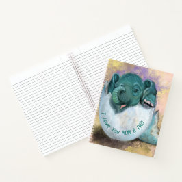 Baby Elephant Notebook Text I Liebe You Mon and Va Notizbuch