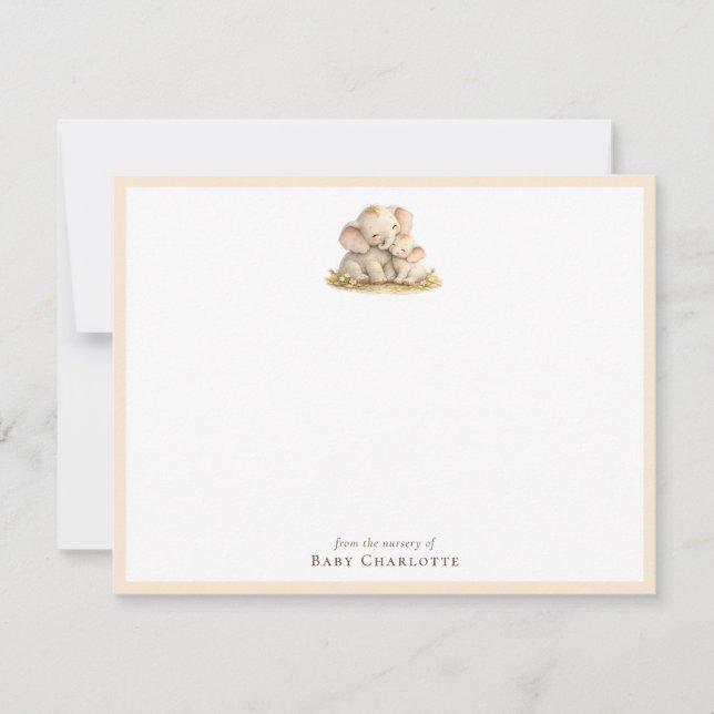 Baby Elephant Nursery Note Card – Personalized Mitteilungskarte (Vorderseite)
