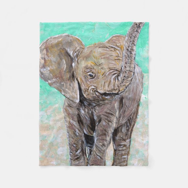 Baby Elephant Painting Fleecedecke (Vorderseite)
