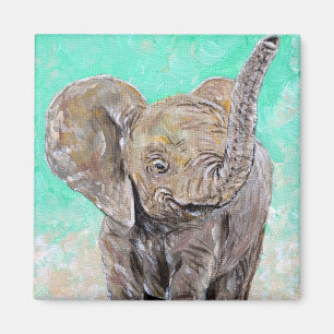Baby Elephant Painting Magnet