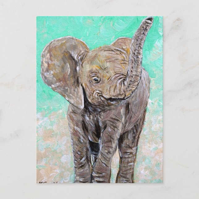 Baby Elephant Painting Postkarte (Vorderseite)
