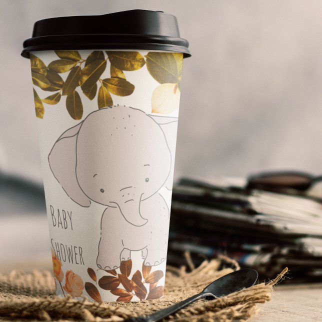 Baby Elephant Pappbecher (baby shower elephant cartoon kids,adult party stationery, birthday party use and throw paper cups)