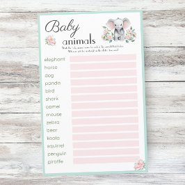 Baby Elephant Peonies & Balloons Baby Animal