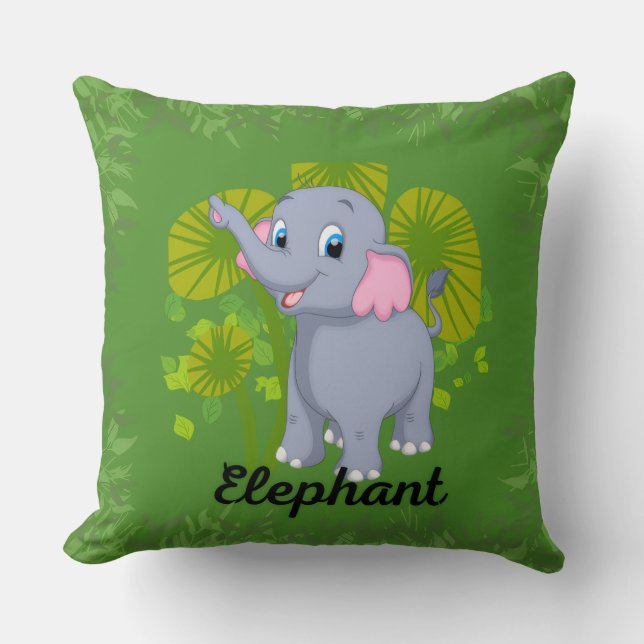 Baby Elephant Pillow for Kids – Cute Nursery Desig Kissen (Vorderseite)