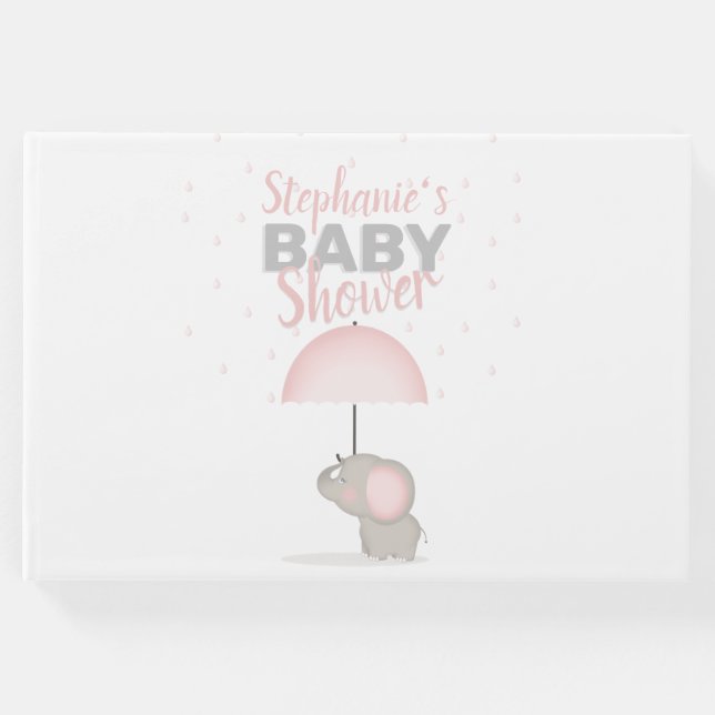 Baby Elephant Pink Baby Dusche Gästebuch (Vorderseite)
