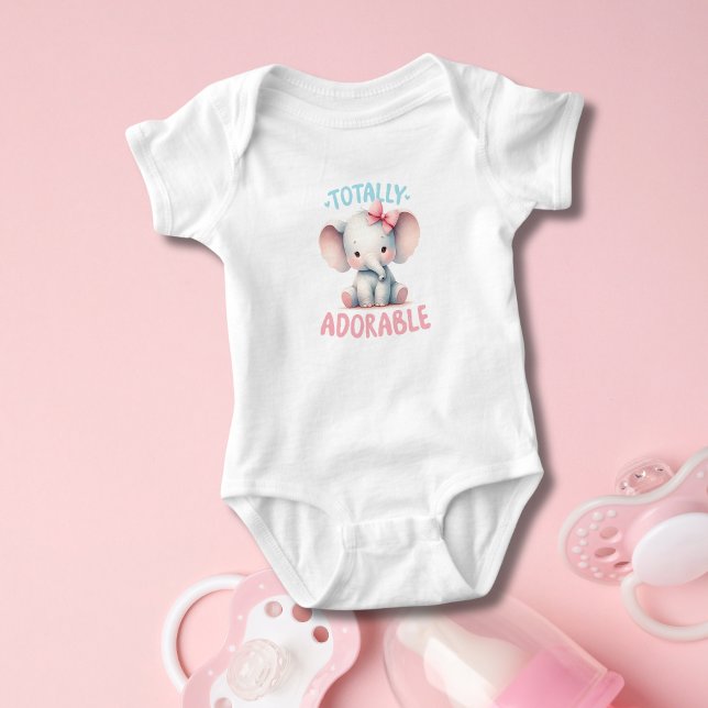 Baby Elephant Pink Baby Girl Babydusche Geschenk Baby Strampler (Totally Adorable Baby Elephant Baby Body Suit. Baby Shower Gift for baby girl)