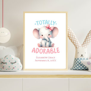 Baby Elephant Pink Baby Girl Kinderzimmer Wall Art Poster