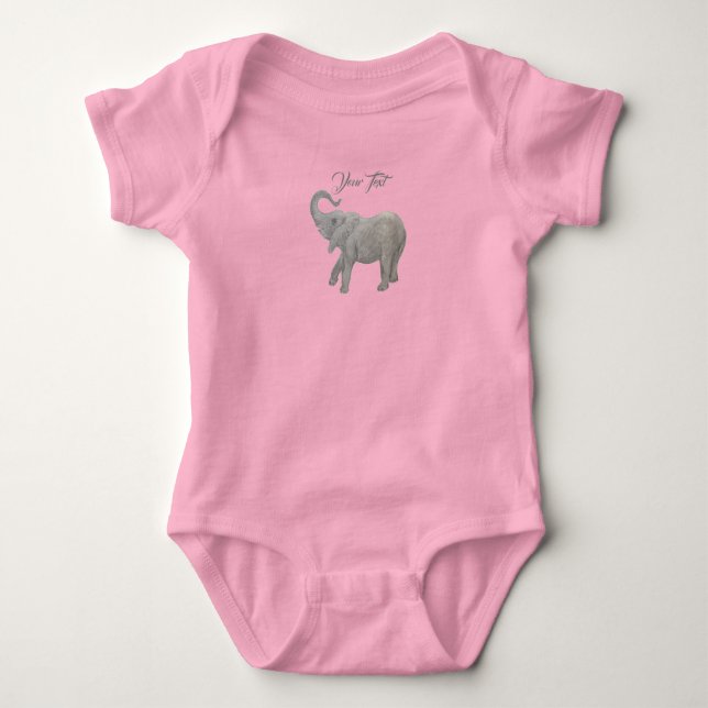 Baby Elephant Pink Bodysuit Strampler (Vorderseite)
