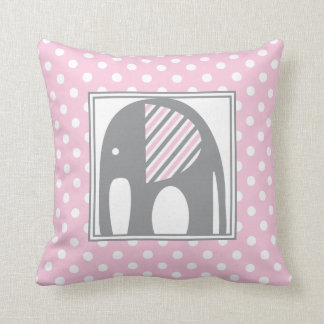 Baby Elephant | Pink & Gray Polka Dosen Streifen Kissen